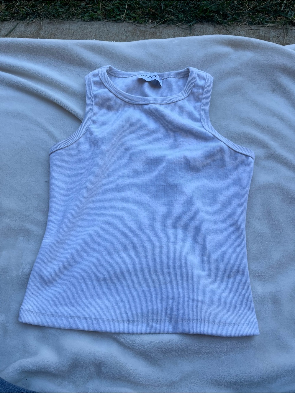 Petal & Pup White Ribbed Tank Top - Girls Sleeveless